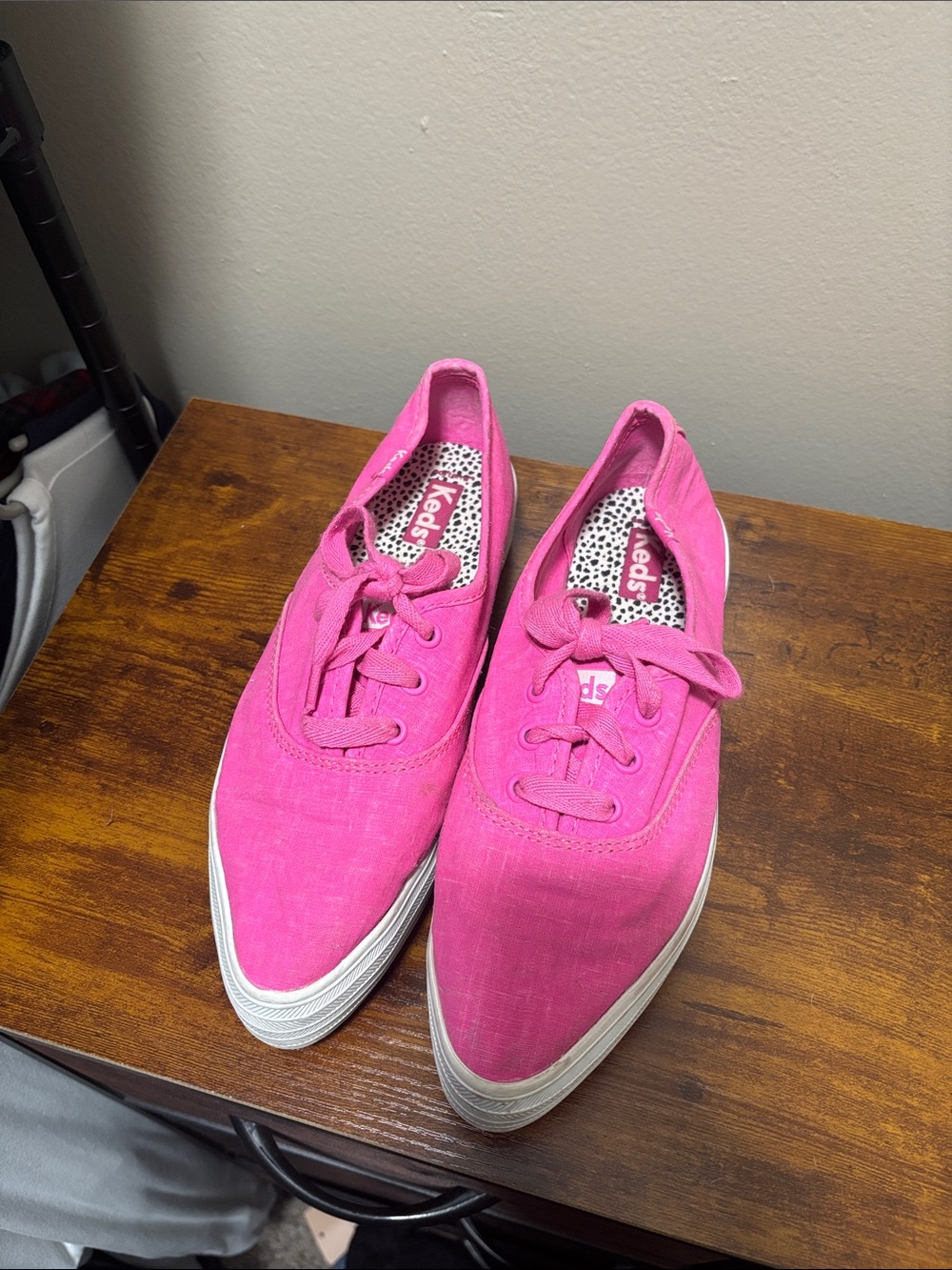 Keds Women’s Bright Pink Canvas Lace-Up Sneakers